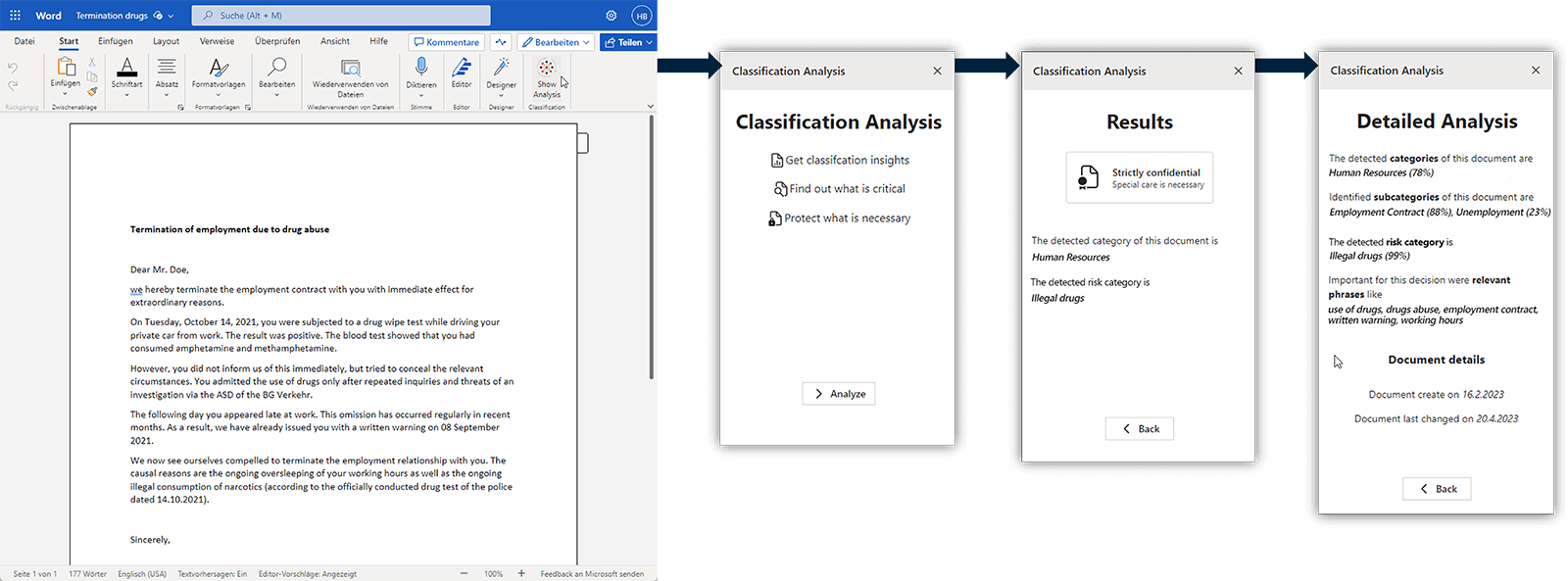 Das Classification Tooltip von CONTEXTSUITE in Microsoft M365